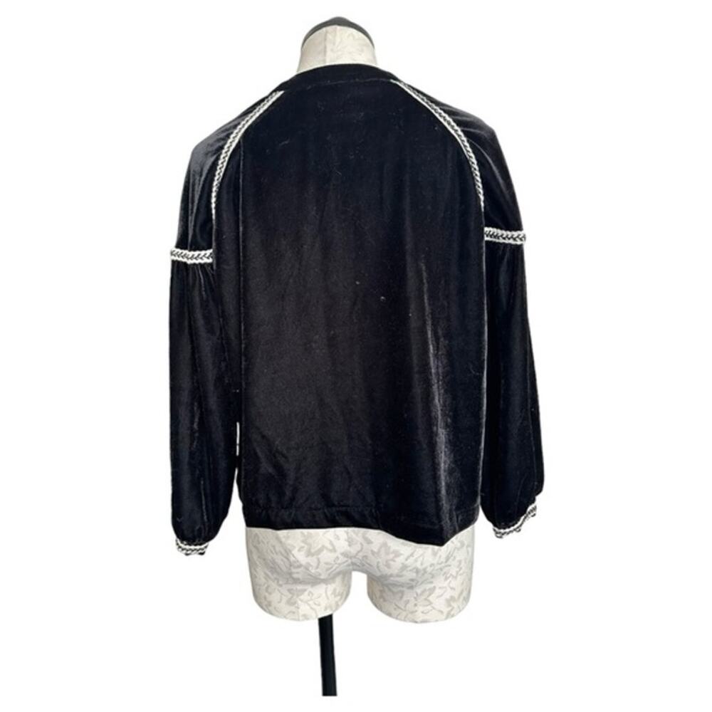 Elodie Velvet Roses Embroidered Jacket Open Front Peasant 3/4 Sleeves Size S - Picture 3 of 15